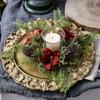Romantic Candle Wreath Artificial Flower Candlestick Wreath Candle Rings Christmas Decor