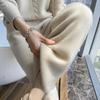 Women's 100% Wool Wide-Leg High-Waist Autumn/Winter Pants - Thickened, Warm, and Loose-Fitting