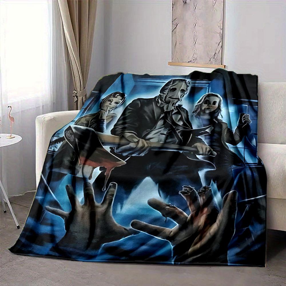 1pc Horror Movie Poster Flannel Blanket [Cozy Throw Blanket] For Sofa, Bed, Travel, Camping, Livingroom, Office, Couch, Chair, And Bed