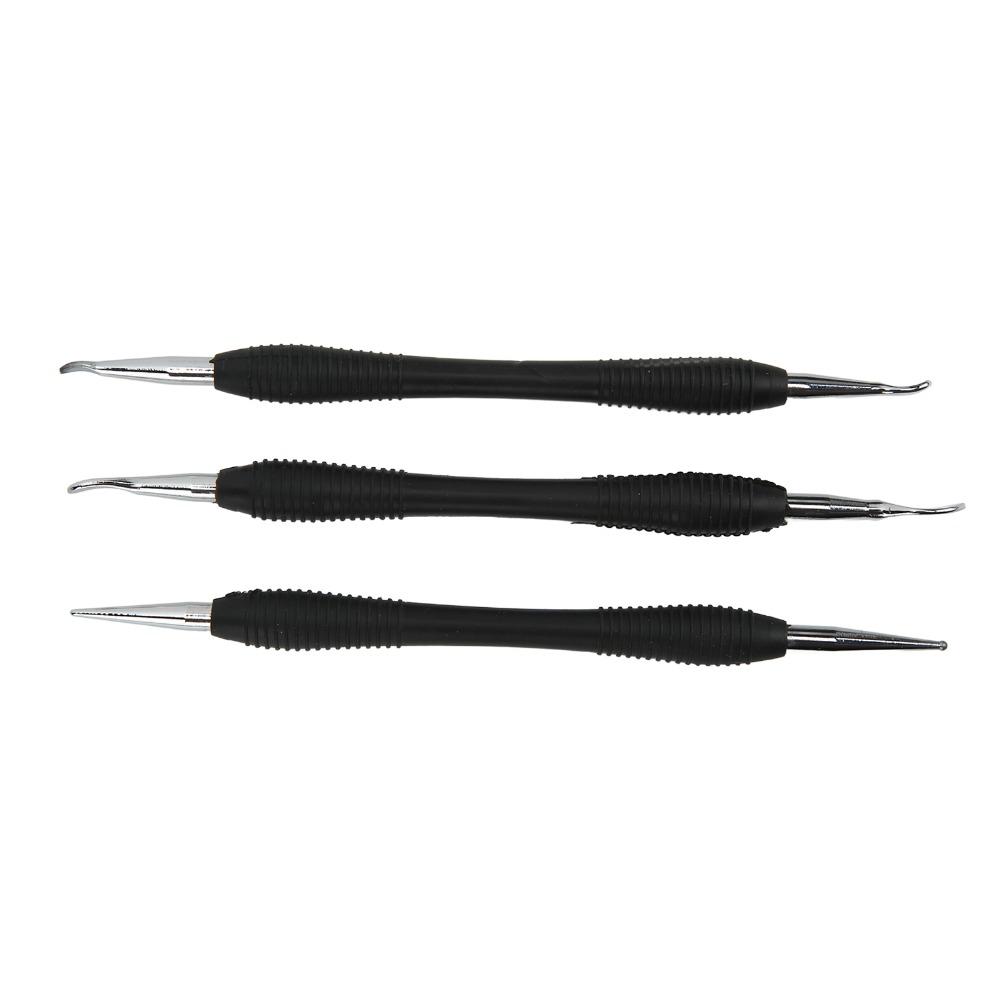 3pcs Different Shapes Leather Press Tools Stainless Steel Leather Rub Tools Leather Pattern Working