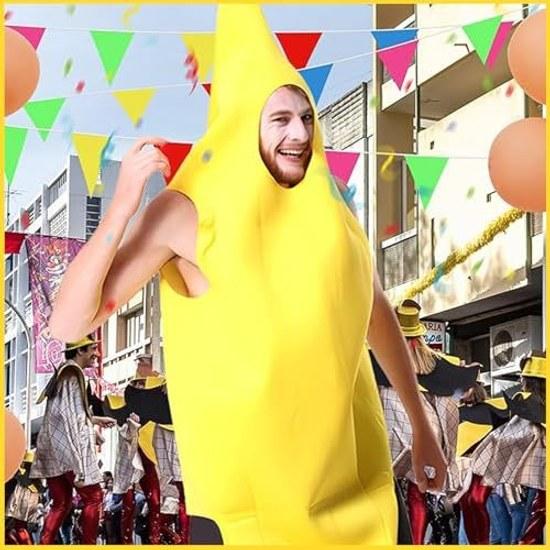 KEKVE Halloween costume full-body suit adult Banana Man funny cosplay amusing event party yellow unisex