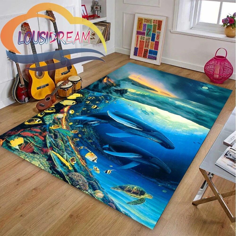 Ковер из мира морских животных Delphinidae, океанические дельфины, гостиная, спальня, большая площадь, мягкий 3D модный декоративный коврик