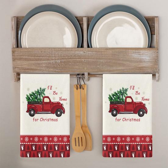 Dish Cloth Towel Multi-purpose for Party Quick-drying Xmas Tree Snowman Print Cleaning Towel Excellent Kitchen Cleaning Fluffy Texture