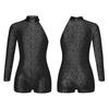 Kids Girls Sequins Single Long Sleeves Ballet Gymnastic Leotard Biketard Unitard Jazz Latin Dance Bodysuit Dancewear