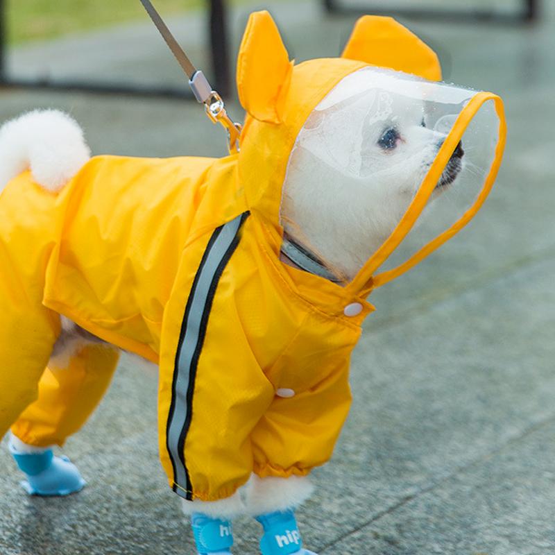 2025 Новый маленький плащ для собак Четыре фута водонепроницаемый все включено плюшевый пончо плащ для домашних животных маленький и средний размер для собак Bi Xiong Bomei