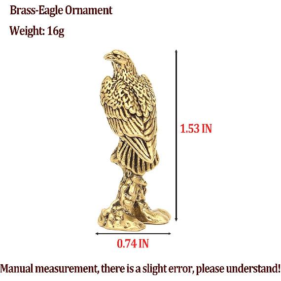 2 PCS Brass Eagle Bronze Carved-Brass Ornaments-Mini Animal Figurine-Gold Statues Home Decor-Tea Pet-Desk Decoration for Bookshelf Animal Paperweight