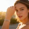 Женский браслет Дизайн в форме сердца Инкрустация сверкающим кубическим цирконием Браслет с регулируемой цепочкой Ювелирный подарок