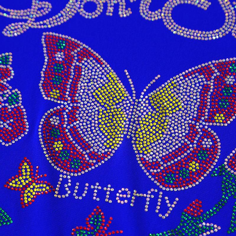 Новая европейская женская одежда Роскошная элегантная футболка Сексуальная блестящая бабочка Горячие бриллианты Сетчатый топ Футболки Блузка