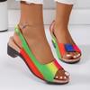 Hot Selling Summer Women's Shoes High Quality Fashionable Women's Sandals One-button Printed Open Toe Thick Heel Roman Shoes