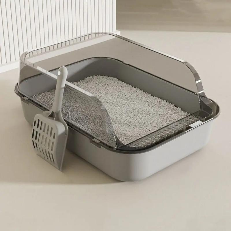 Semi-closed Cat Litter Box Pet Accessories Open Top Plastic Cat Sandbox Anti Splash Cat Toilet Kitten Litter Pan Home