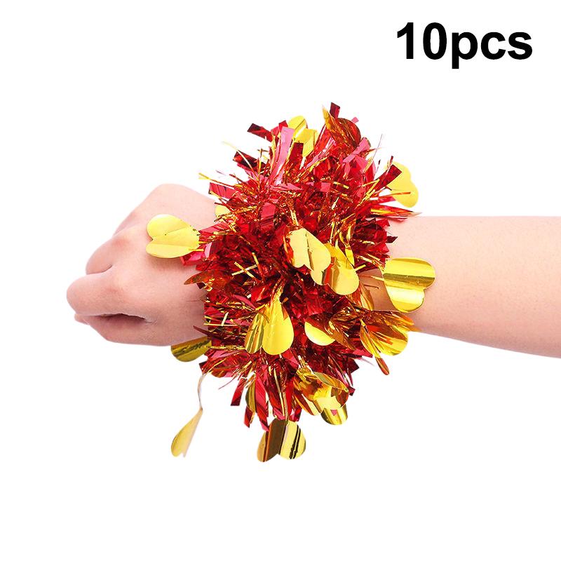 10 шт. Разноцветный мишурный браслет Эластичная лента Взрослые Дети Универсальный Реквизит для танцевального выступления Мишурный браслет на запястье для группы поддержки