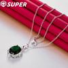 925 Sterling Silver Green AAA Zircon Pendant Necklace Jewelry