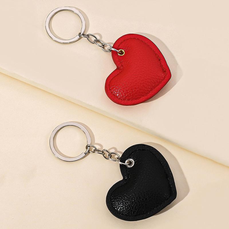 WTEMPO Couple PU Leather Heart-shaped Design Keychains Kit Heart-shaped Car Keychains & Door Keychains Valentine's Day Gifts Pendants