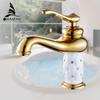 Basin Faucets Brass with Diamond Bathroom Faucet Gold Mixer Tap Single Handle Hot & Cold Washbasin Tap Torneiras Banheiro 7301K