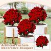 15in Artificial Poinsettia Bouquet, Red Poinsettia Shrub, Silk Poinsettia Bouquet, Suitable For Indoor And Outdoor Home Porch Garden Decoration.