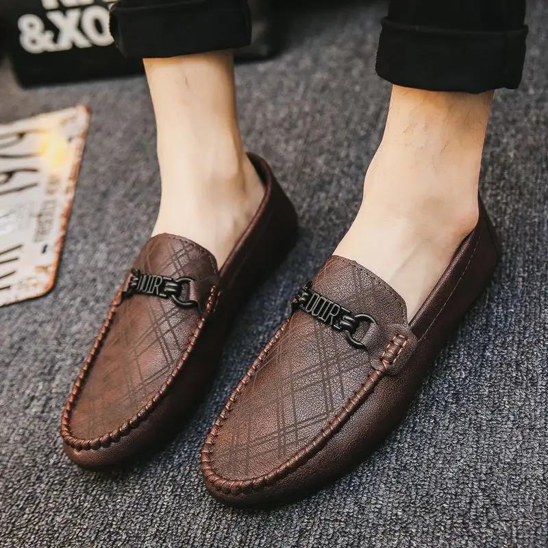 Men's Leather Shoes Comfortable Soft Moccasin Slip-on Male Casual Shoe Retro Size 45 Designer Shipping Free Footwear Offer Pu