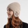 Women Winter Warm Knitted Wool Hat Plush Thickened Hat Outdoor Cycling Ear Protection Cap