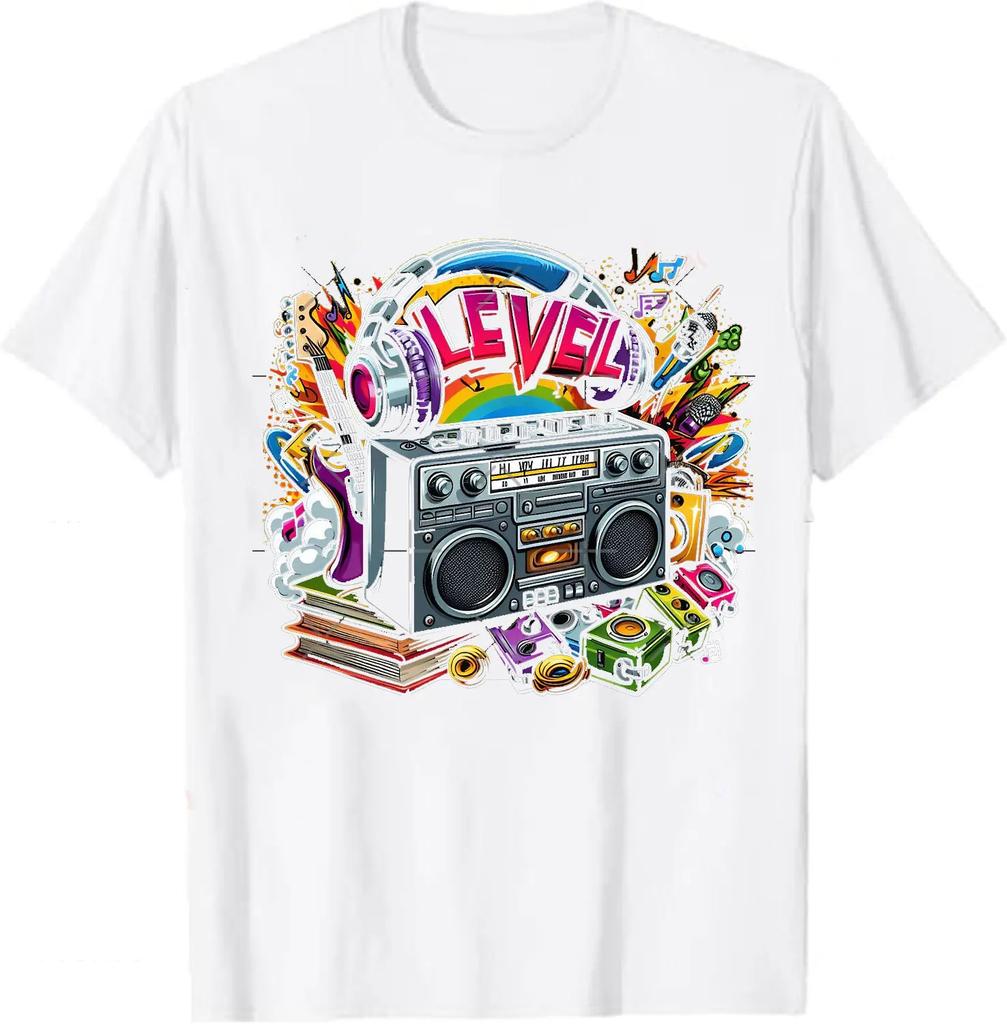 Vintage Womens T-shirt Audio Crew Neck Summer Women Short Sleeve Casual Top Aesthetic Clothes