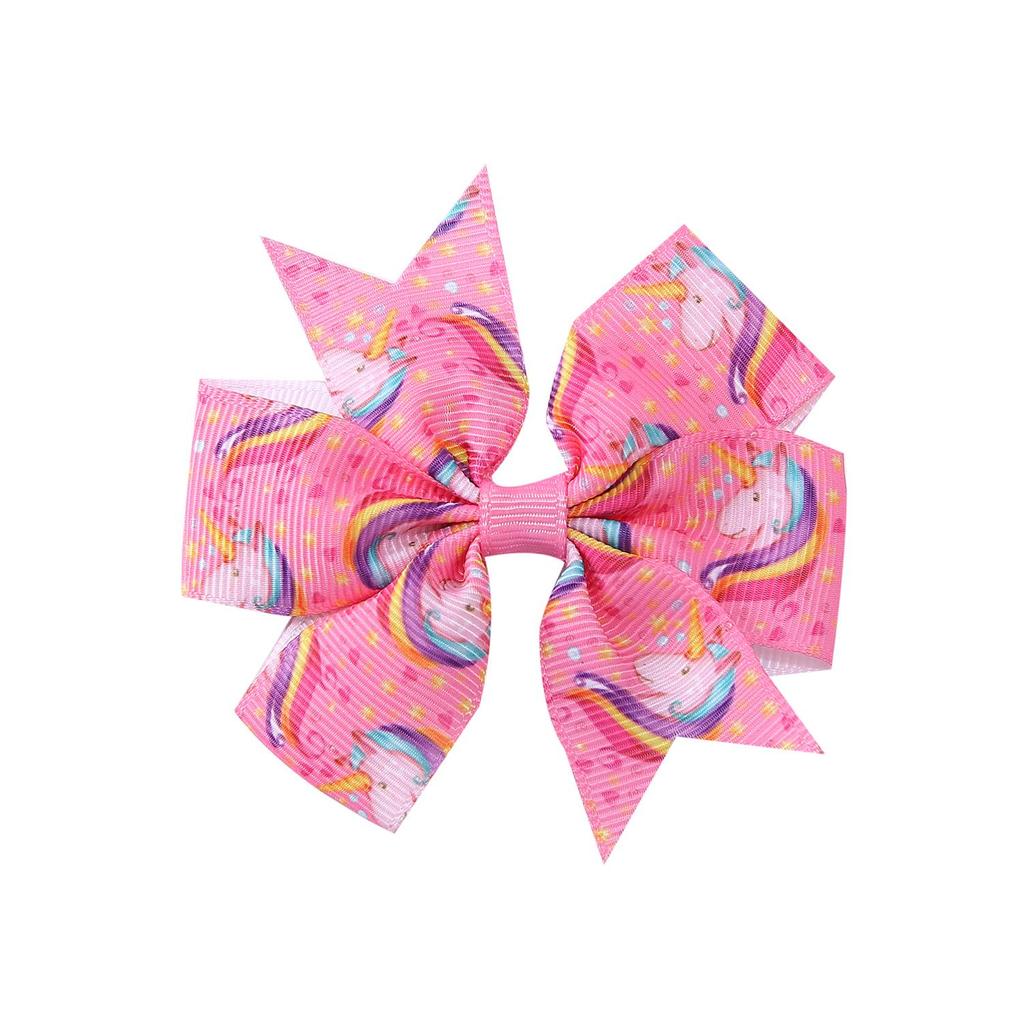 A313 Лента гросгрейн «Единорог» Заколка для волос с бантом «шесть ушей» для детей – Рождественская коллекция