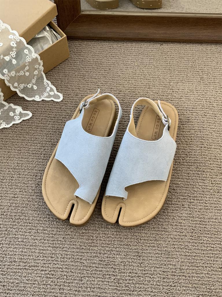 Fashion Women's Plus Size 40 Sandals Buckle Strap Round Toe Casual Female Flat Shoes Thimble Toe Cover Heel Comfortable Light Sandal