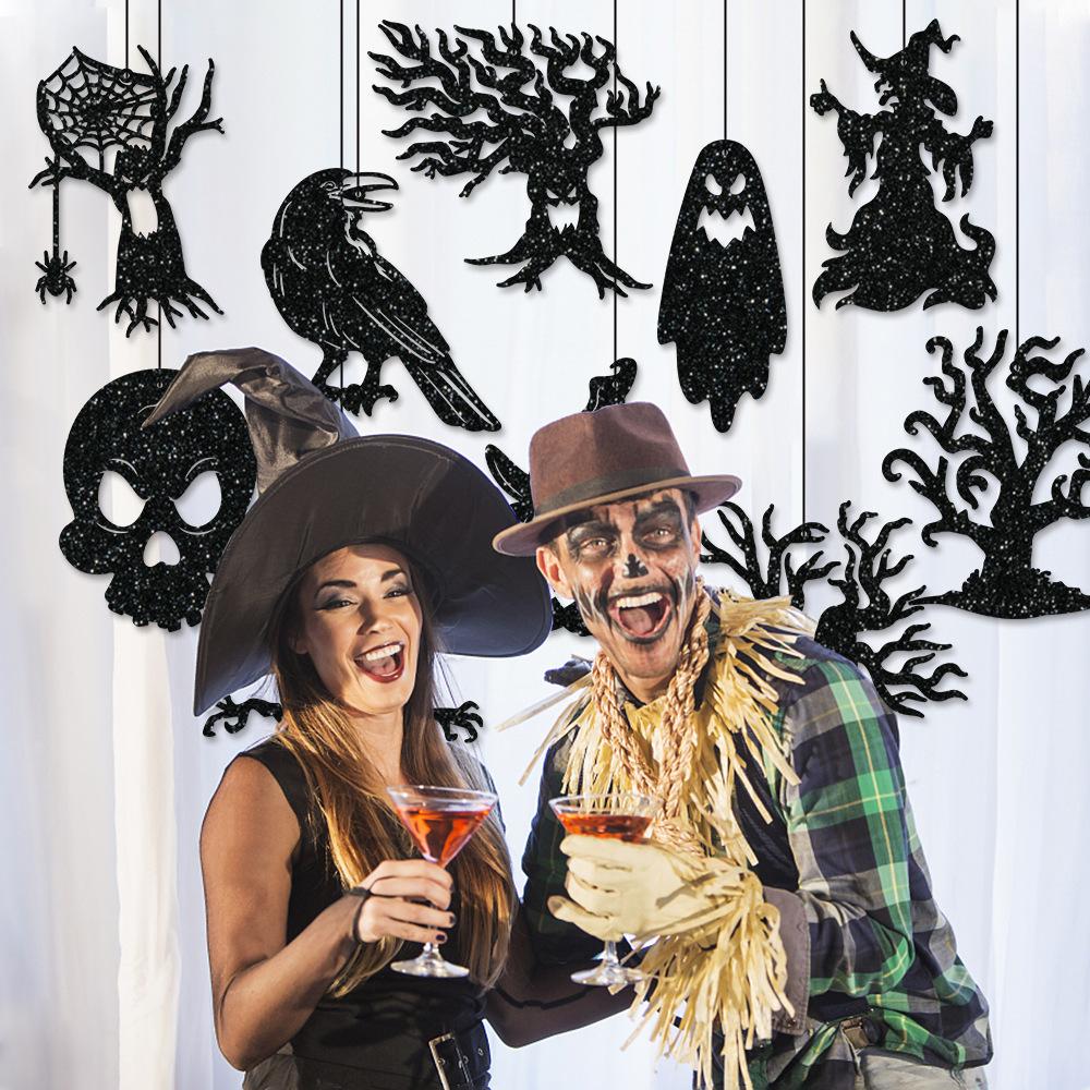 10 шт./набор Хэллоуин Подвесной баннер Гирлянда Страшный Паук Ведьма Призрак Летучая мышь Подвеска Украшение Счастливый Хэллоуин Вечеринка Домашние украшения