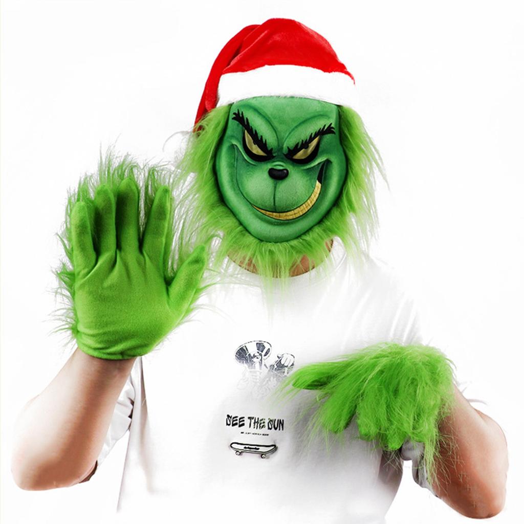 Вор, зеленая пушистая латексная маска, забавный реквизит, маскарадная маска с атмосферой ужасов