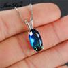 Mystic Rainbow Fire Crystal Big Oval Stone Подвеска Ключица Ожерелья Для Женщин Белое Золото Синий Зеленый Розовый Циркон Свадебное Чокер