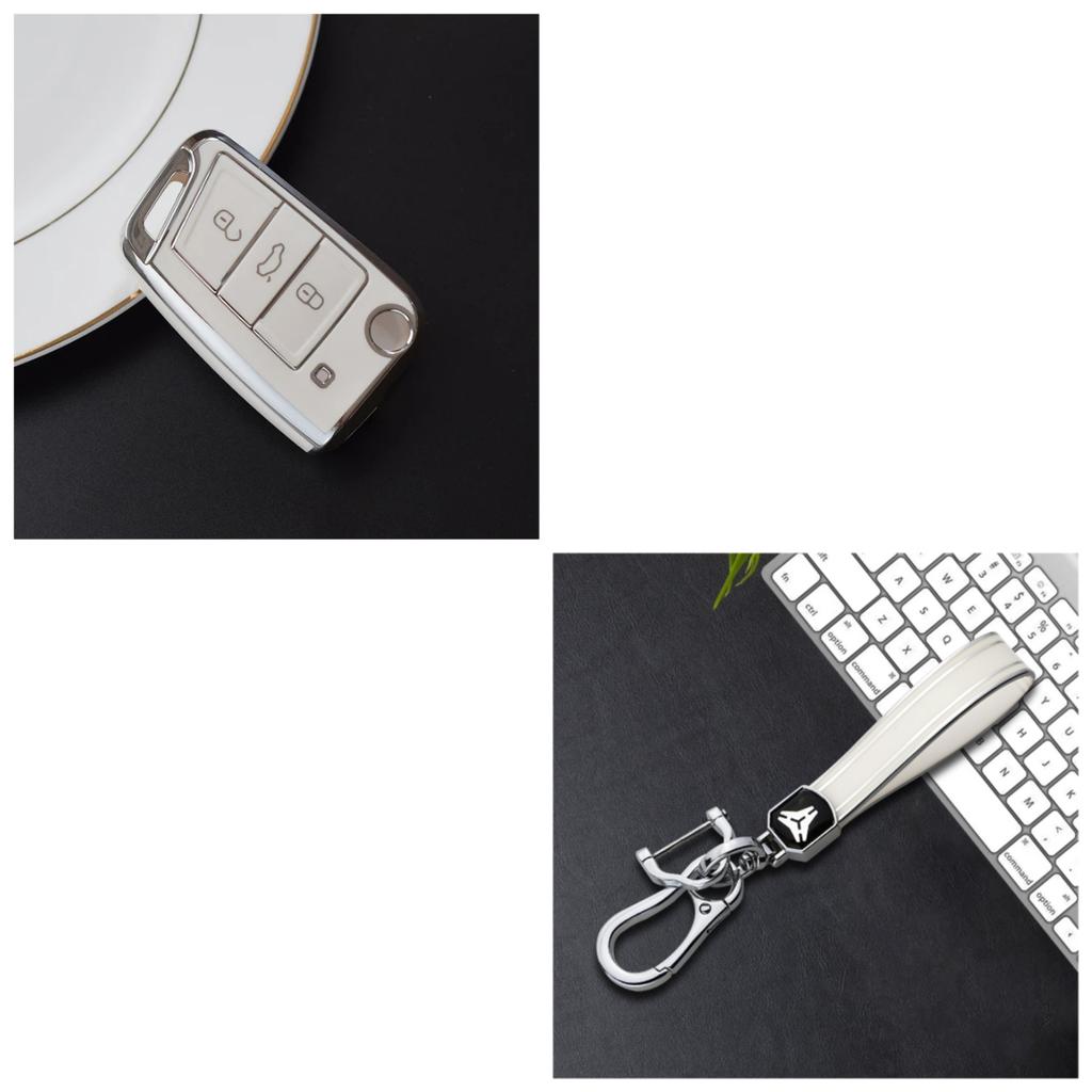 Модный ТПУ Чехол для ключа автомобиля Полная защита Брелок для VW Volkswagen Golf 7 MK7 Tiquan MK2 для SEAT Ateca Leon FR 2 Ibiza для Skoda Octavia