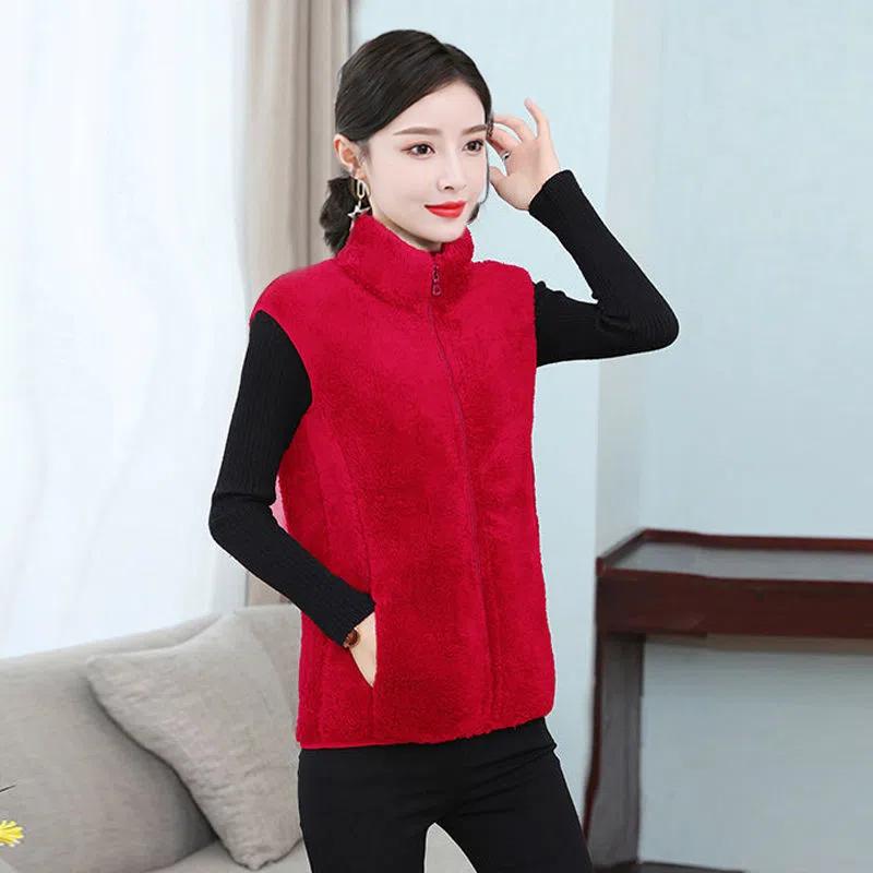 Women's Autumn and Winter Warm Hooded Thickened Loose Filled Cotton Vest Letter Printed Vests