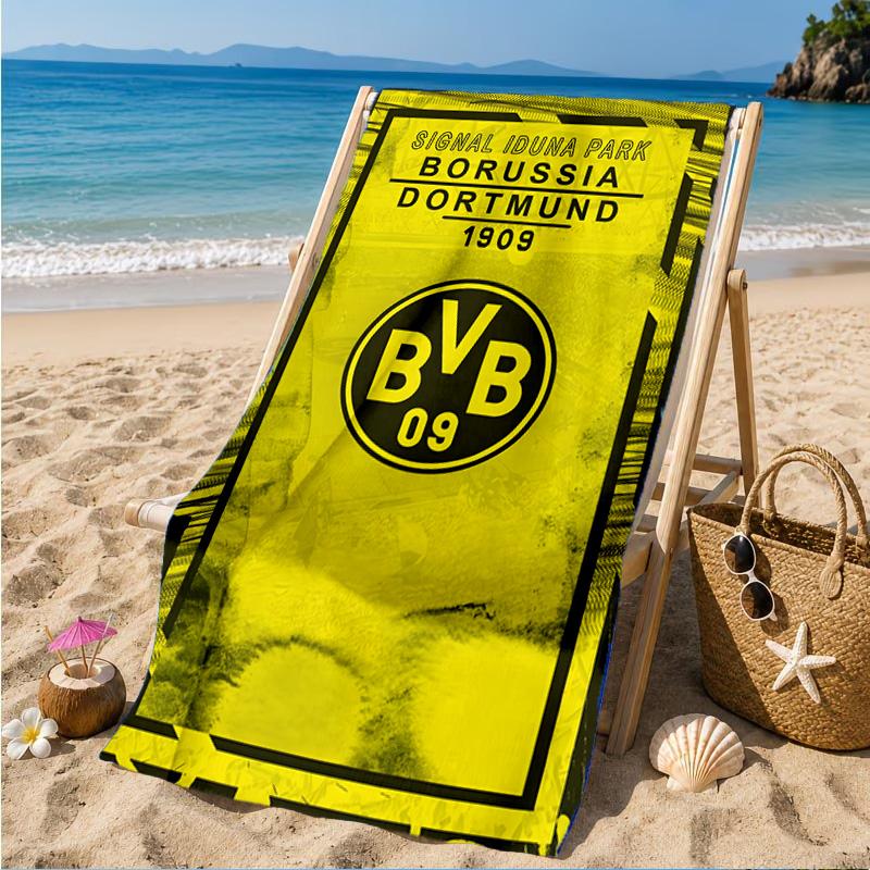 Пляжное полотенце из микрофибры с принтом дизайна футбольного мяча BVB, мягкое и впитывающее, быстросохнущее, идеально подходит для летних путешествий, незаменимо для пляжа, бассейна