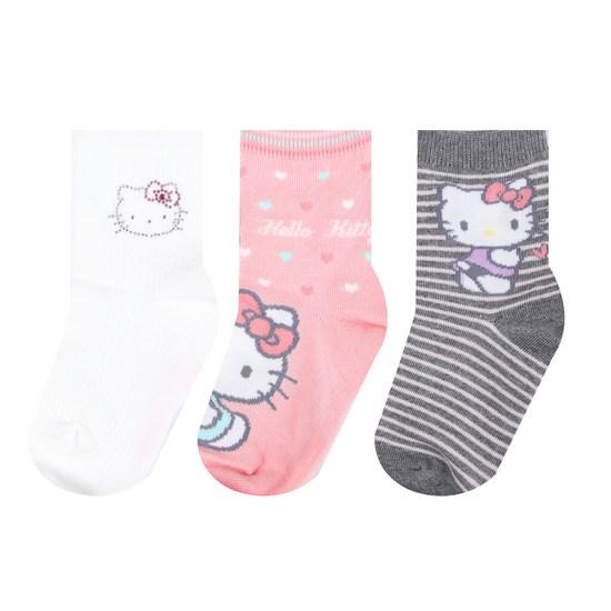 Cozy24 Hello Kitty Cubic Line 3-Leg Pack Kids Children Girls Medium Neck Character Socks, a Popular Character In Korea