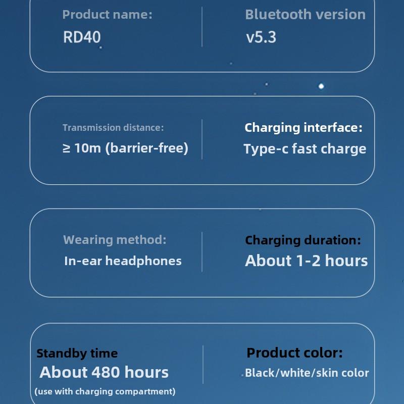 Bluetooth Headset Wireless Semi-in-ear Ultra-long Life High Sound Quality Comfortable Wear Active Noise Reduction
