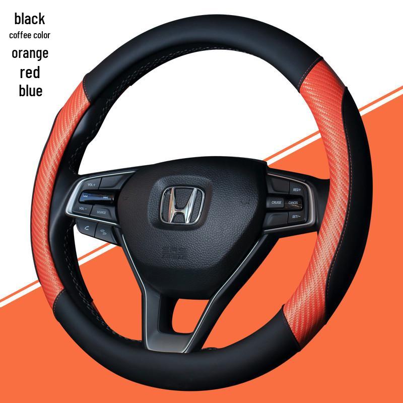 Universal Anti-Slip Carbon Fiber Steering Wheel Cover, Sweat-Absorbent, Leather, 4-Seasons Car Interior Protection