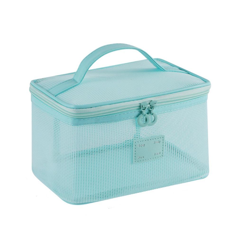 Square Transparent Mesh Cosmetic Bag Lightweight Storage Toiletry Bag  Camping