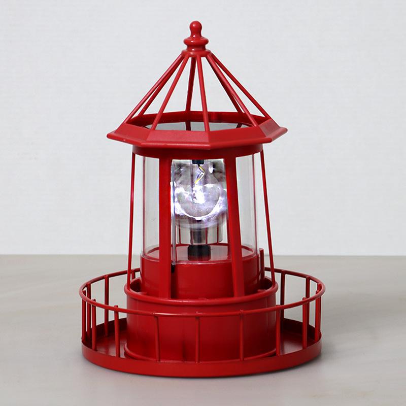 1PC LED Resin Solar Large Rotating Lighthouse Beacon Tower Outdoor Garden Landscape Light