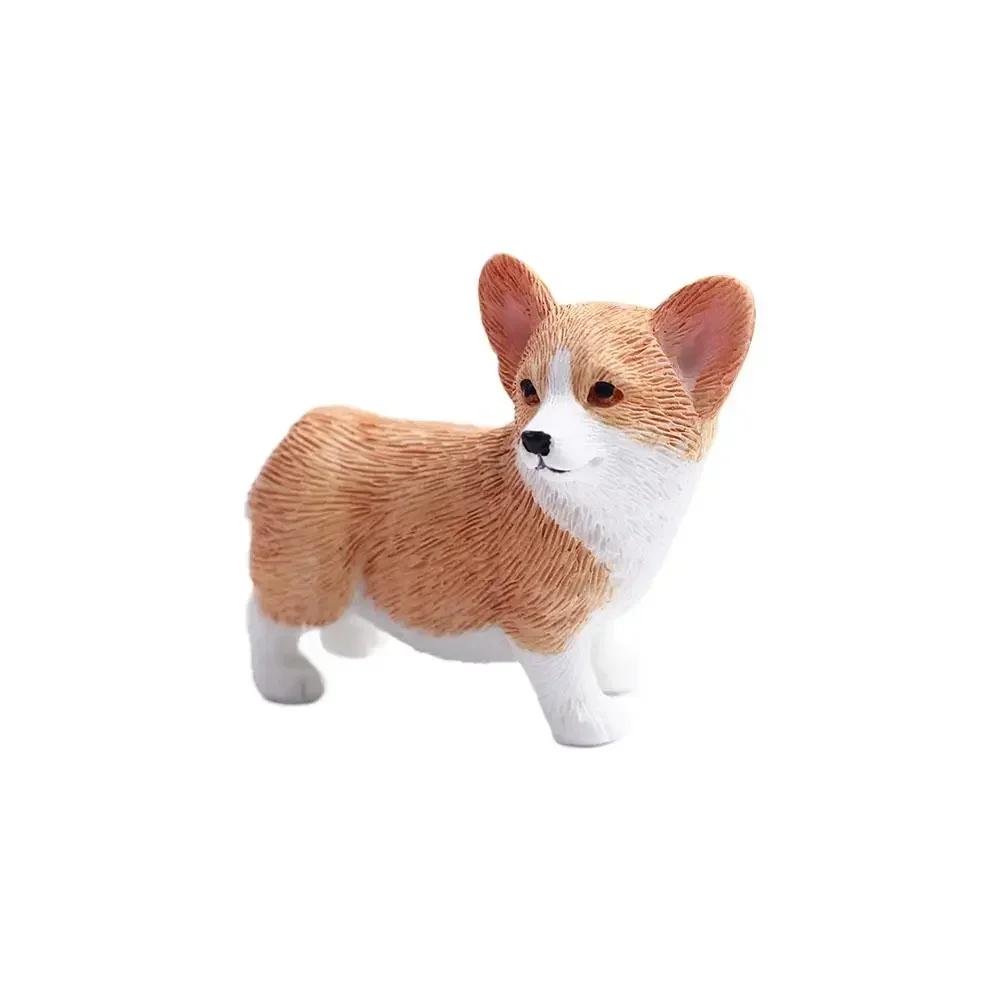 Милые миниатюрные фигурки собаки-симулятора, мини-животное, модель из смолы корги, украшение для автомобиля, для аксессуаров для домашнего декора, детский подарок