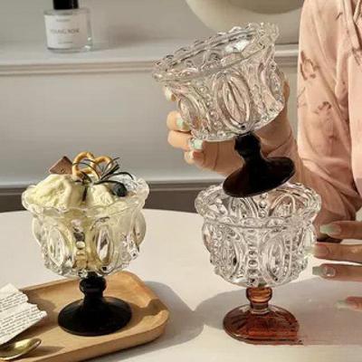 Чашка Ласточкино гнездо Чашка для холодных напитков Стеклянная чашка для десерта в дворцовом стиле Бытовая чашка для мороженого, йогурта, с газировкой