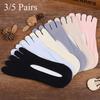 3/5 Pairs Summer Invisible Toe Socks Woman Girl Cotton Thin Solid Soft Shallow Mouth Breathable Deodorant No Show 5 Finger Socks