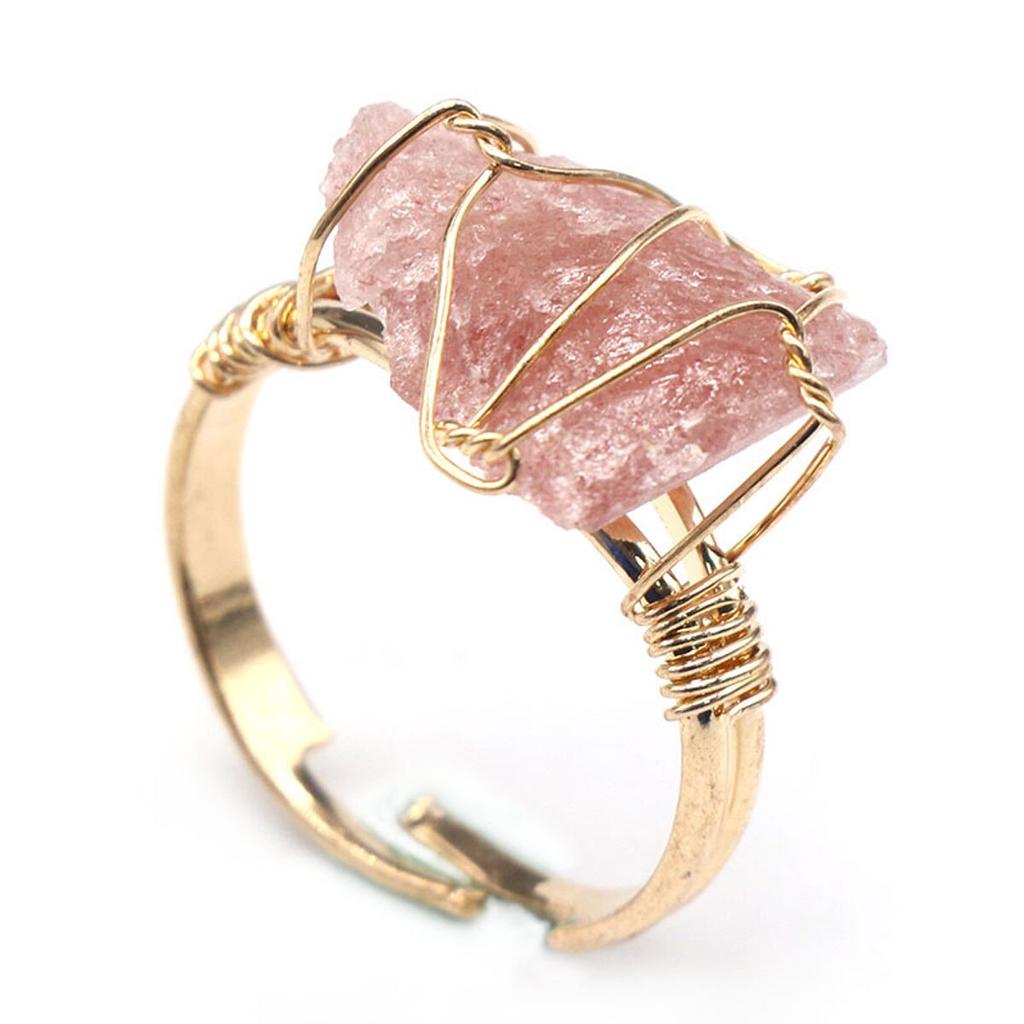 Women Ring Natural Stone Crystal Winding Adjustable Ring Charms For Elegant Women Love Romantic Birthday Gift
