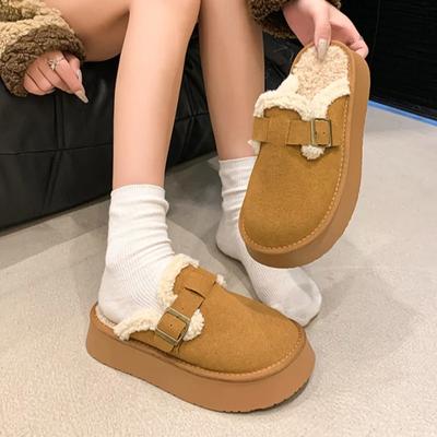 2024 Новый стиль женские плюшевые тапочки классические зимние теплые домашние хлопковые тапочки удобные открытые пятки высококачественные повседневные тапочки
