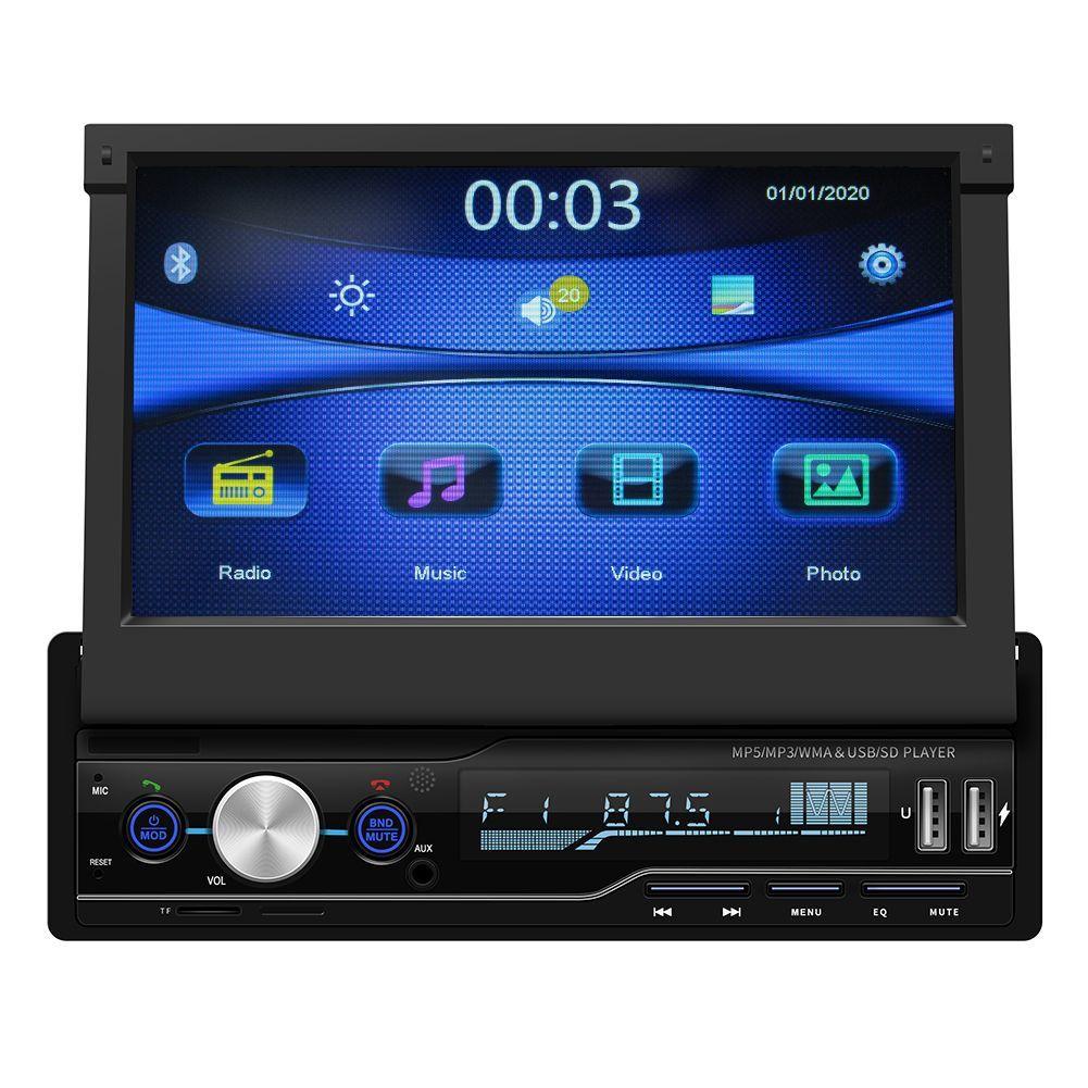 T100C RDS 1 DIN 7-дюймовый автомобильный радиоприемник Bluetooth Автомобильный мультимедийный плеер для универсального двойного USB FM MP5-плеера