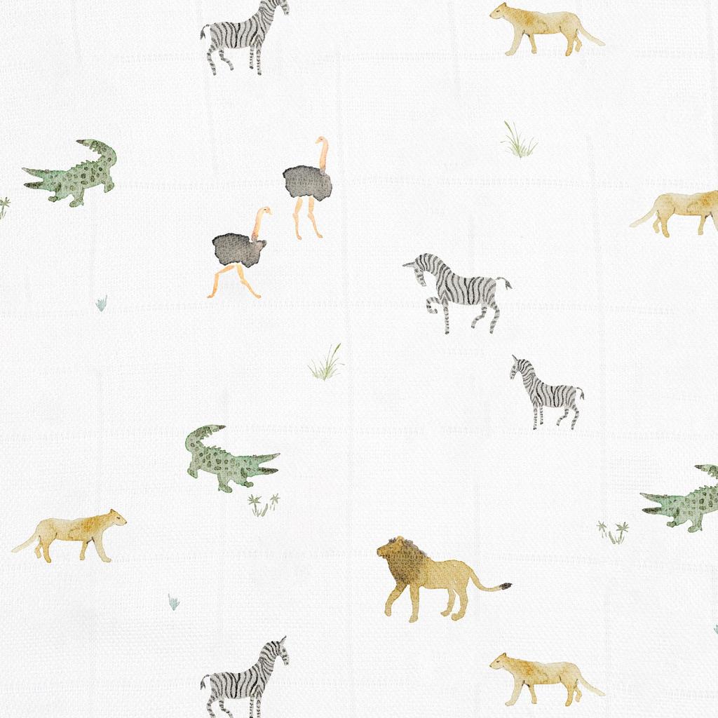 Aiden and Aney Authentic Japanese Swaddle Set of 2 Newborn Night Cry Prevention Gauze Baby Baby Gift Safari Dreams Organic Swaddles ASWO20008 120 X