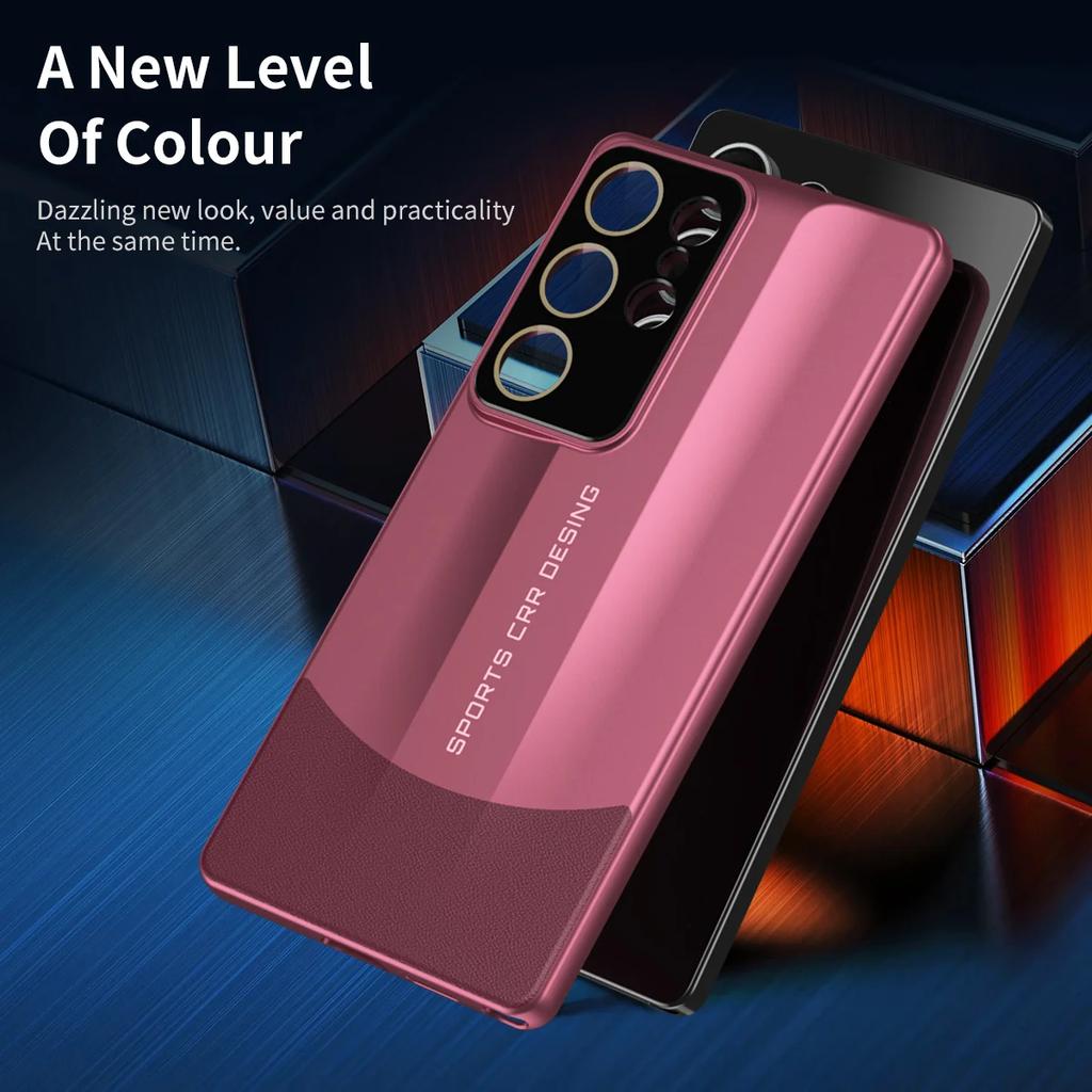 Премиальный дизайн суперкара Splicing Vegan кожаный жесткий чехол для Samsung S25 S24 S23 Ultra Plus бампер противоударный защитный чехол