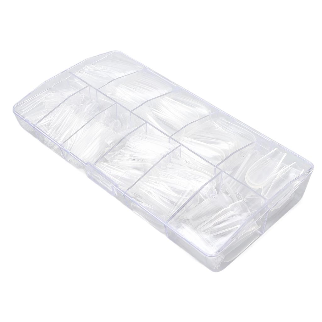 500pcs Artificial Long Nail Tips Transparent Fake Nail Extension Tips Wearable Nail Tips