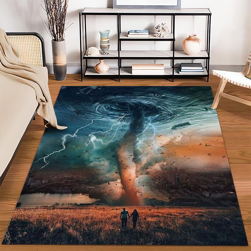 "Stormy Tornado and Lightning Landscape Carpet for Living Room" Suitable for use as an anti-slip for living room bedroom sofas
