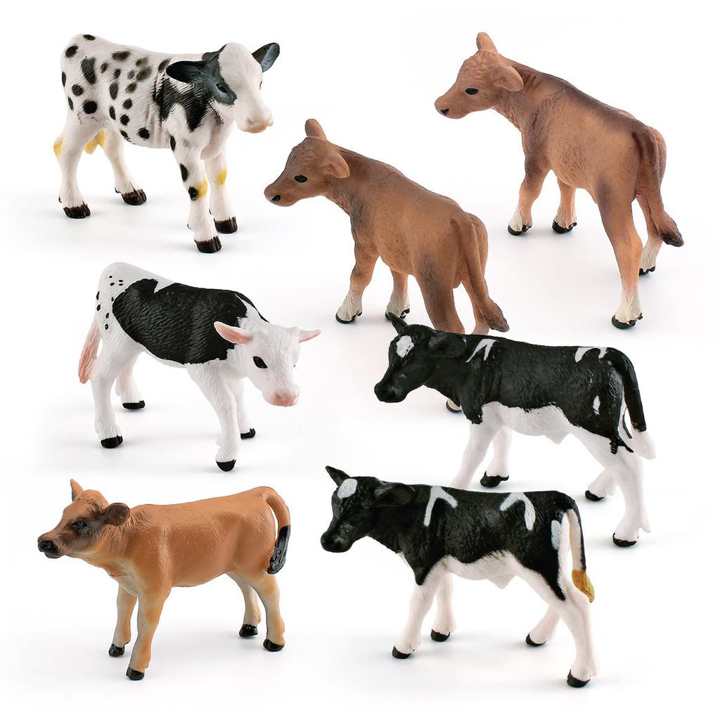 Realistic Pvc Farm Animal Model Black Spotted Dairy Cow Yellow Cow Jersey Calf Figure