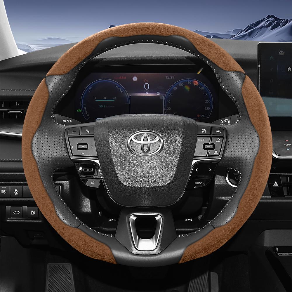 EKER4 Suitable for Toyota Sports Suede Steering Wheel Cover with Split Snap-On Design for Rav4 Hilux Camry Yaris Corolla Cross Kluger Grand 