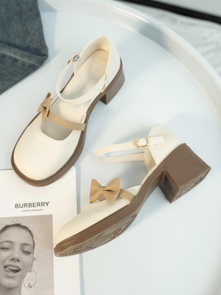 Comfortable Little Leather Shoes for Women 2025 Spring New Style French Beautiful Small Heel Shoes