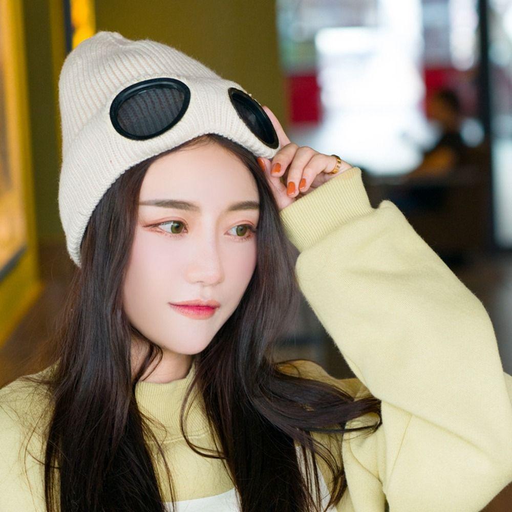 With Glasses Ear Protection Men Beanie Caps Women Wool Caps Knitted Hats Ski Cap Korean Beanies