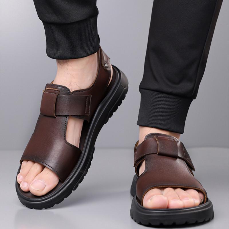Men's Sandals Fashion Business Leather Sandals Non Slip Platform Sandals for Men 2025Summer Casual Beach Shoes Sandalias Hombre